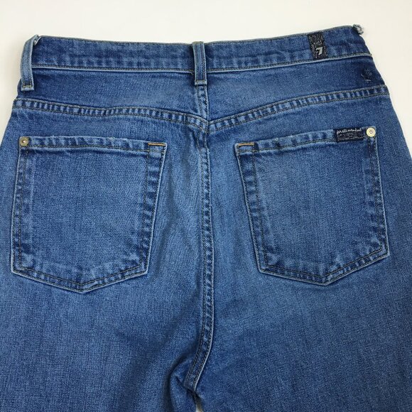 7 FOR ALL MANKIND Button Fly Josefina Raw Step Hem Zip Detail High Waist Jeans - Picture 9 of 12